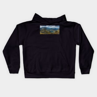 High resolution panorama of aerial view of Balea Lake Kids Hoodie